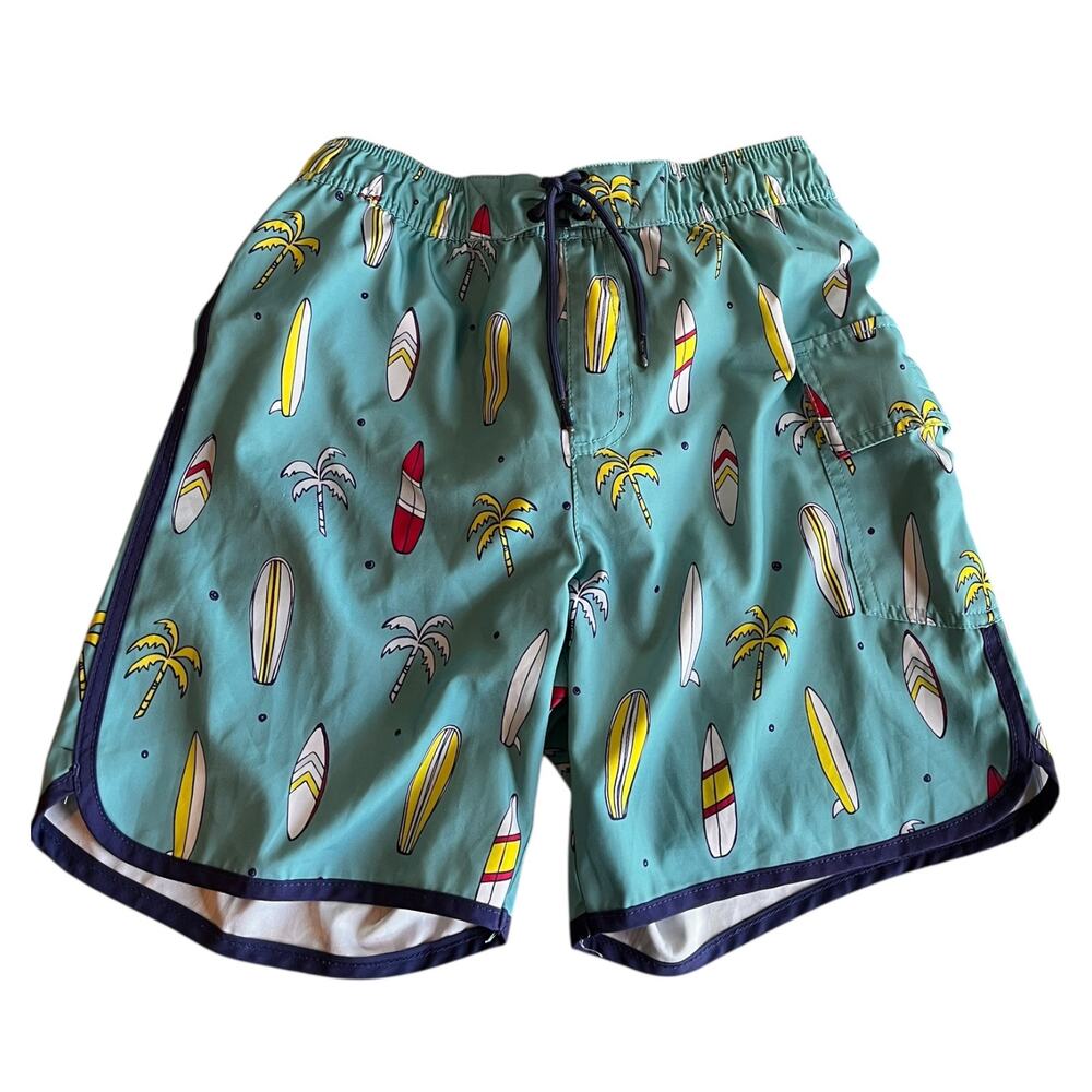 Size S Kids Sovereign Code Los Angeles Swim Trunks Shorts Teal Surfing Print